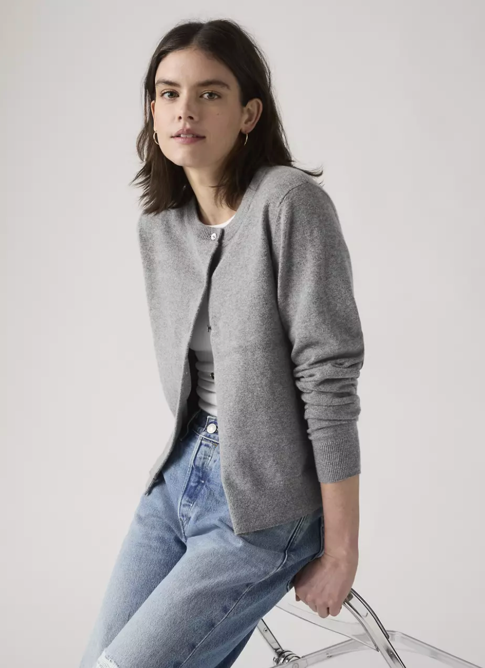 Levis Super Soft Crewneck Cardi - Dark Heather