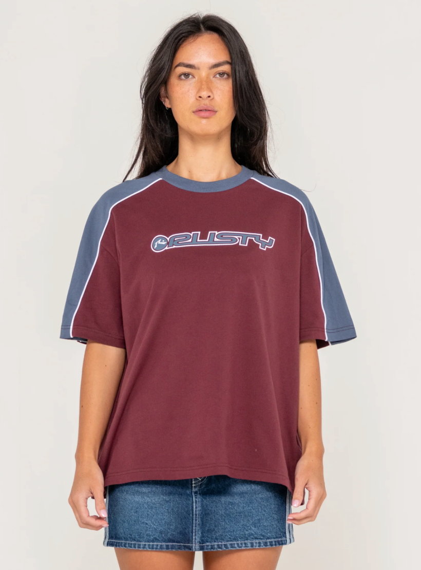 Rusty Timmy Target Oversize Tee - Cranberry Red