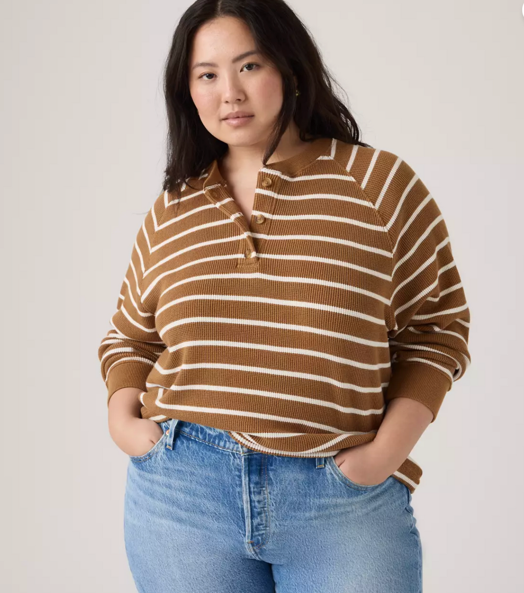 Levis Lassen Henley Brandy Stripe - Foxtrot Brown