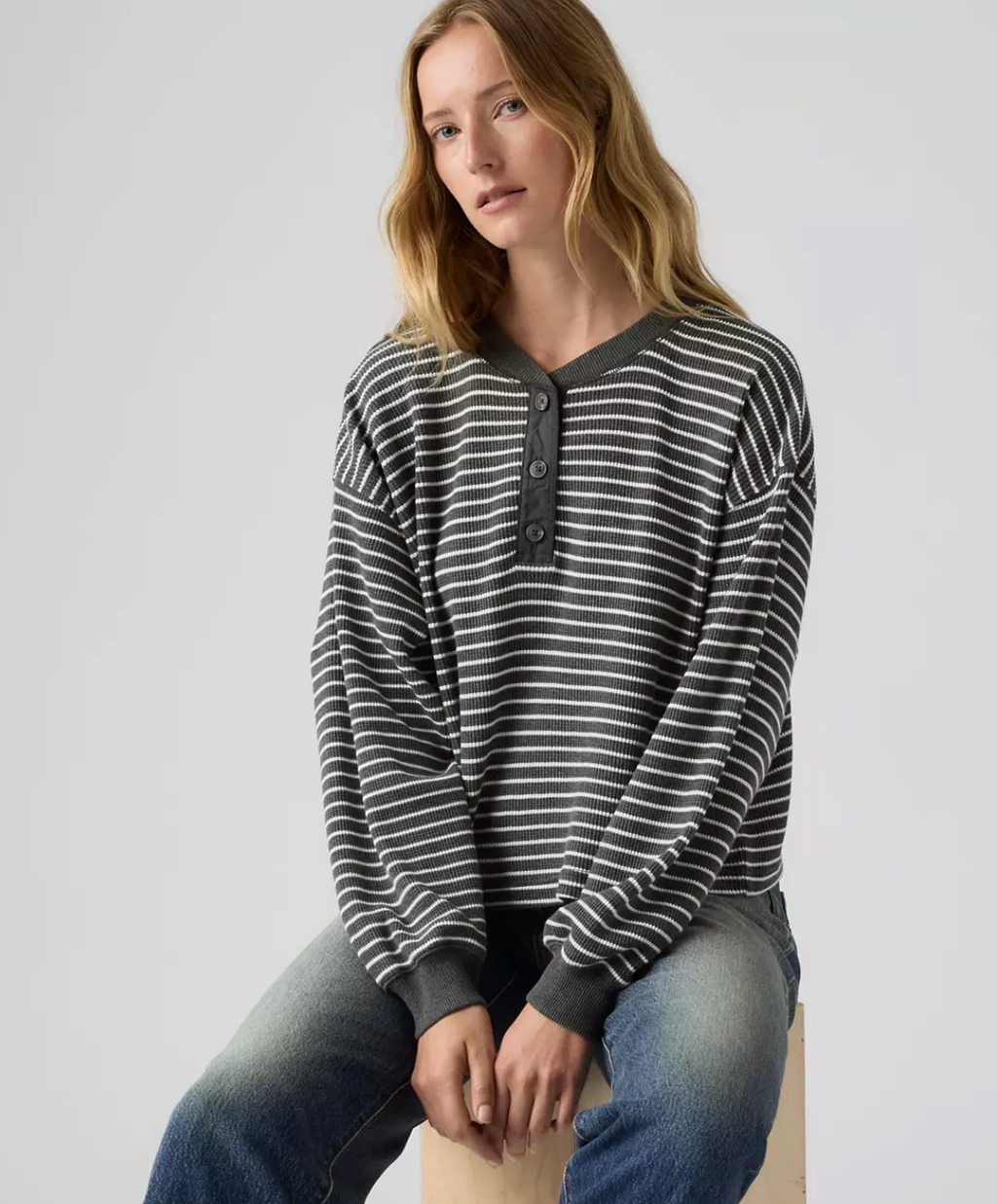 Levis Dry Goods Realxed LS Henley - Jane Stripe