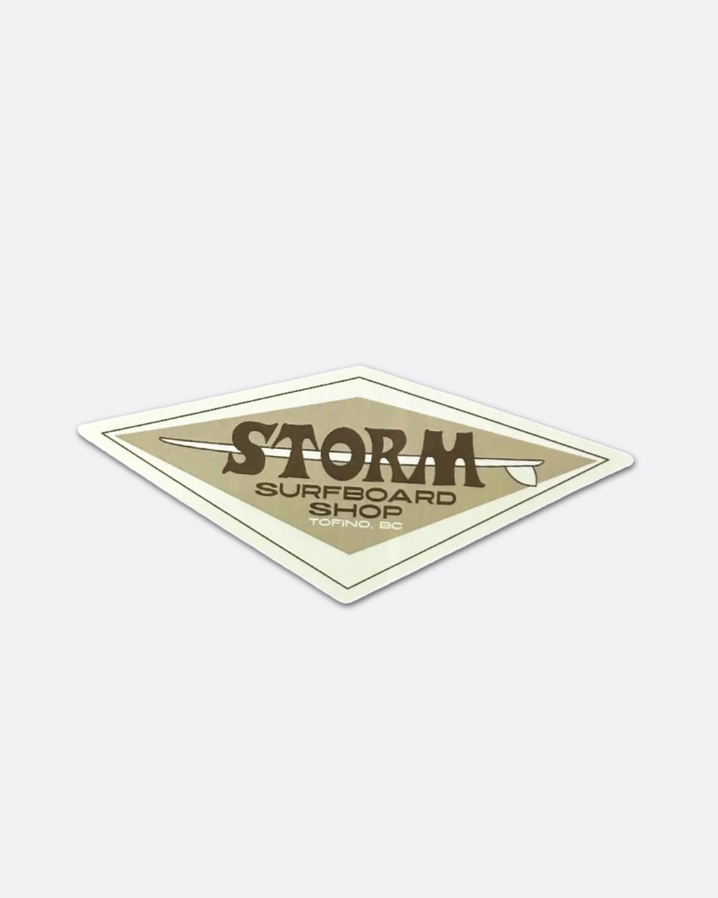 Storm Diamond Surfboard Shop Sticker Brown