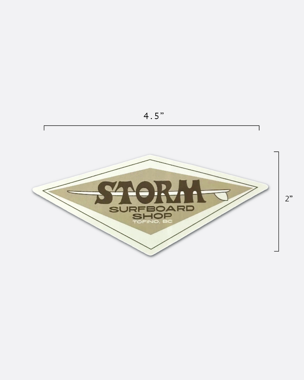 Storm Diamond Surfboard Shop Sticker Brown