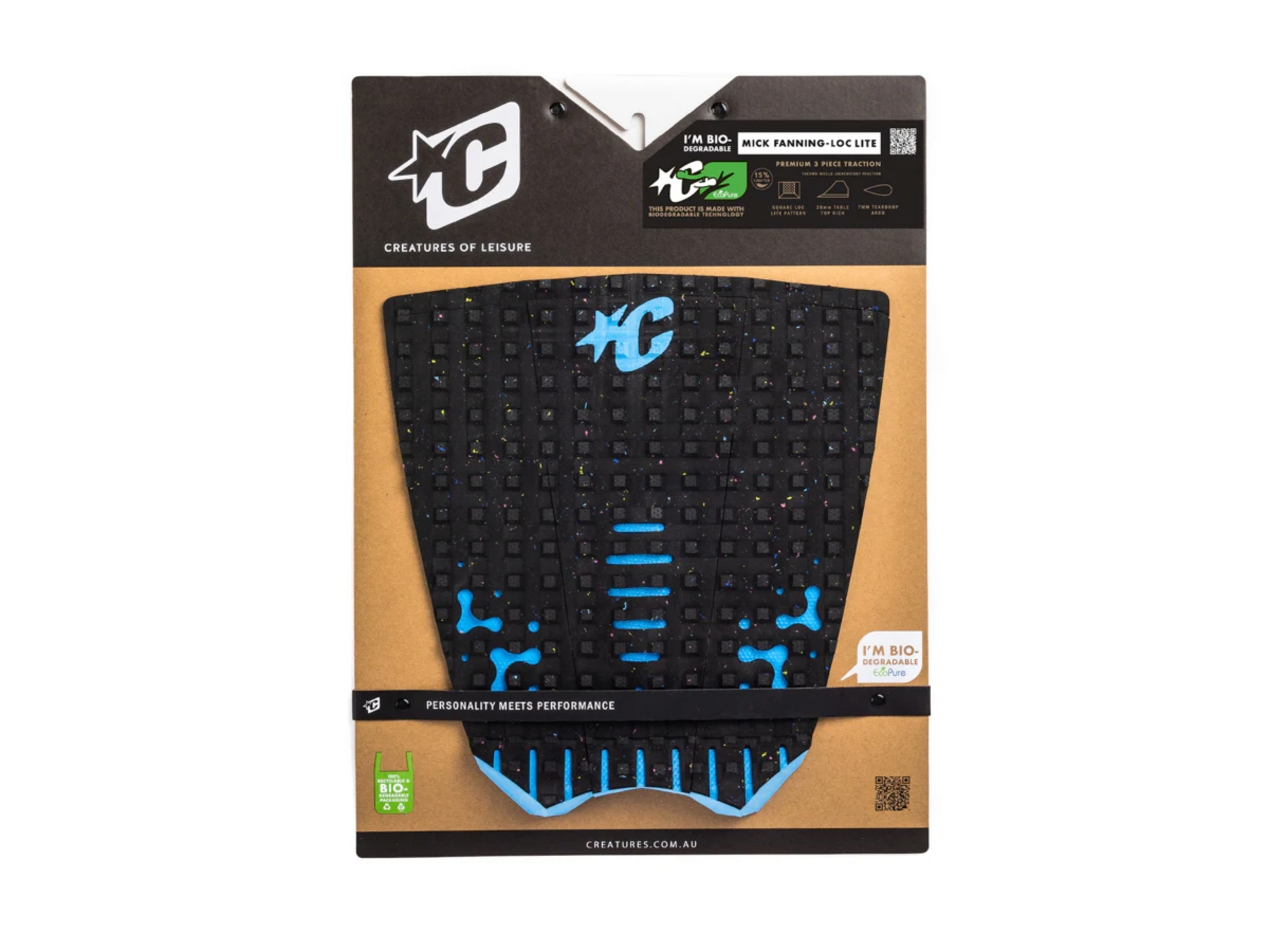 C.O.L. Mick Fanning Loc-Lite Deckpad - Carbon/Cyan