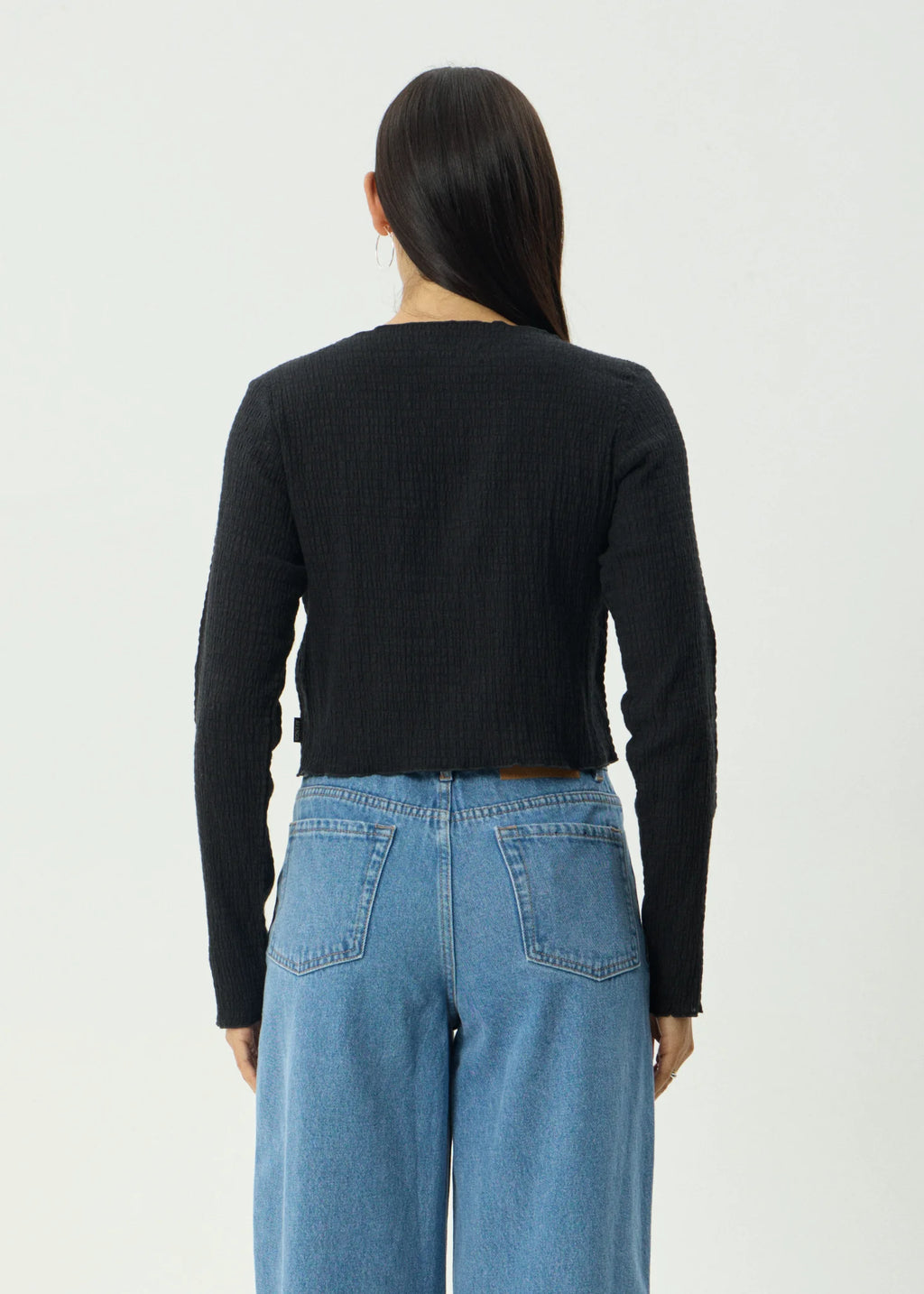 Afends Hemp Focus Seersucker Long Sleeve Top - Black
