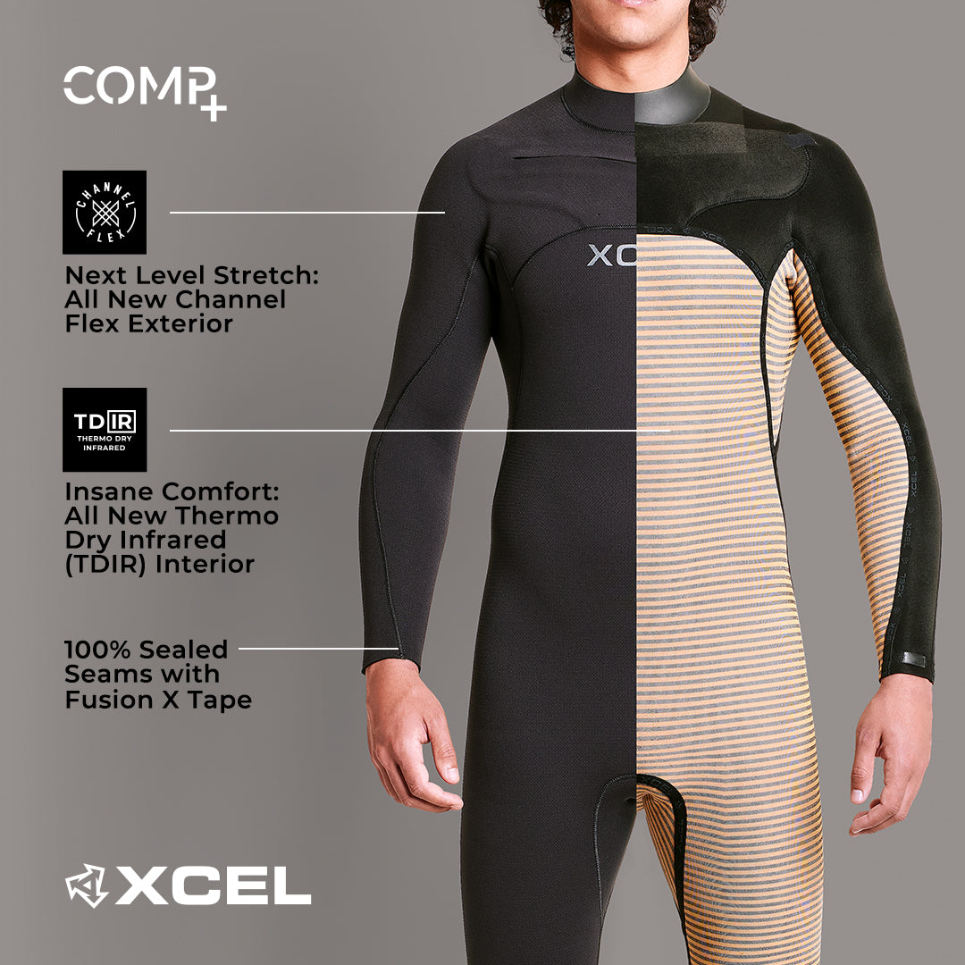 Xcel Mens Comp+ Hooded 4/3mm Wetsuit