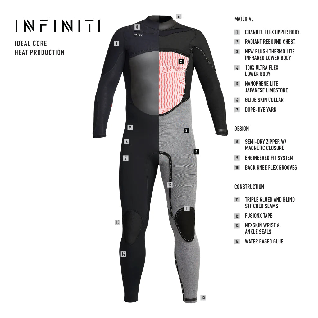 Xcel Mens Infiniti 5/4m Hooded Fullsuit - 2023