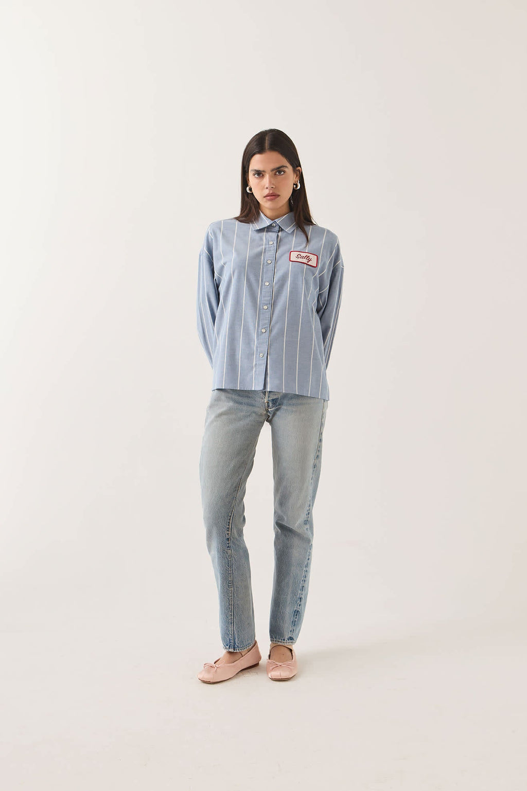 Brixton Ford Mustang Sally L/S - Blue Chambray/Stripe