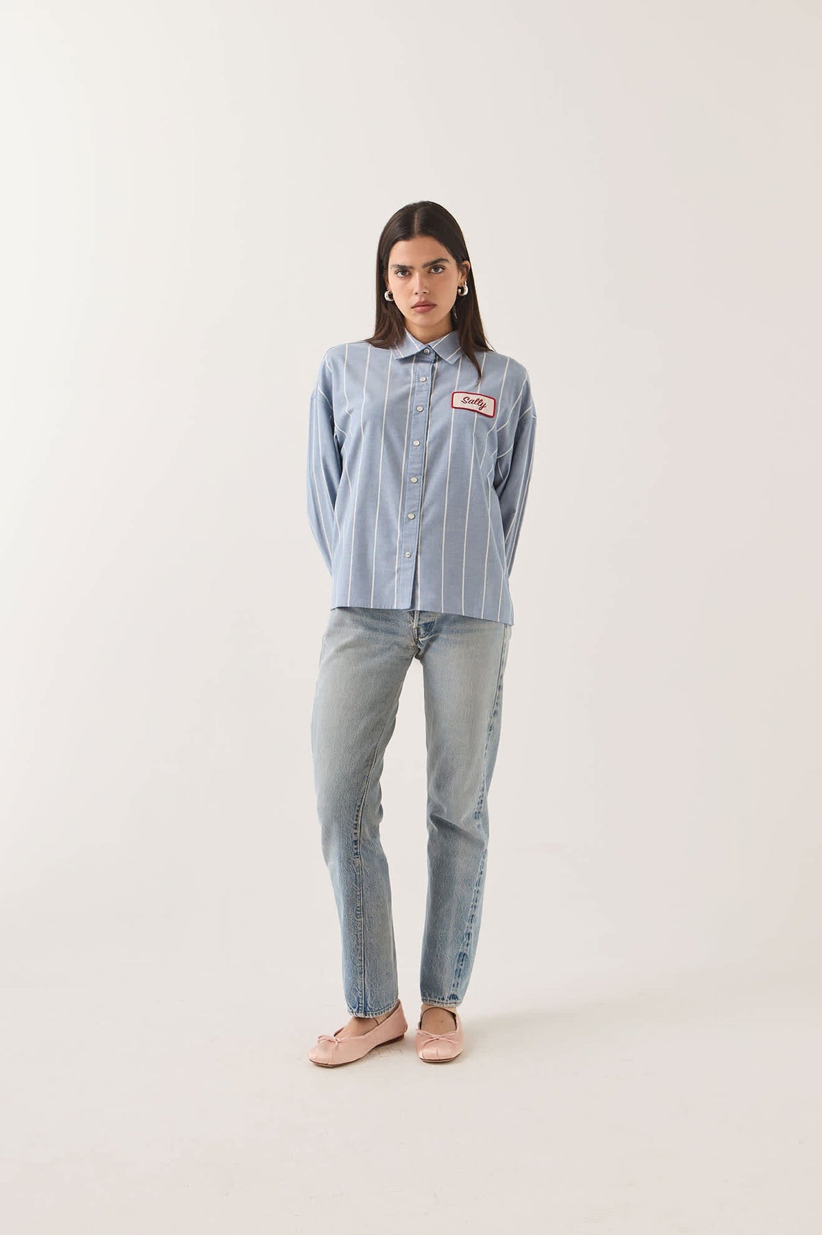 Brixton Ford Mustang Sally L/S - Blue Chambray/Stripe