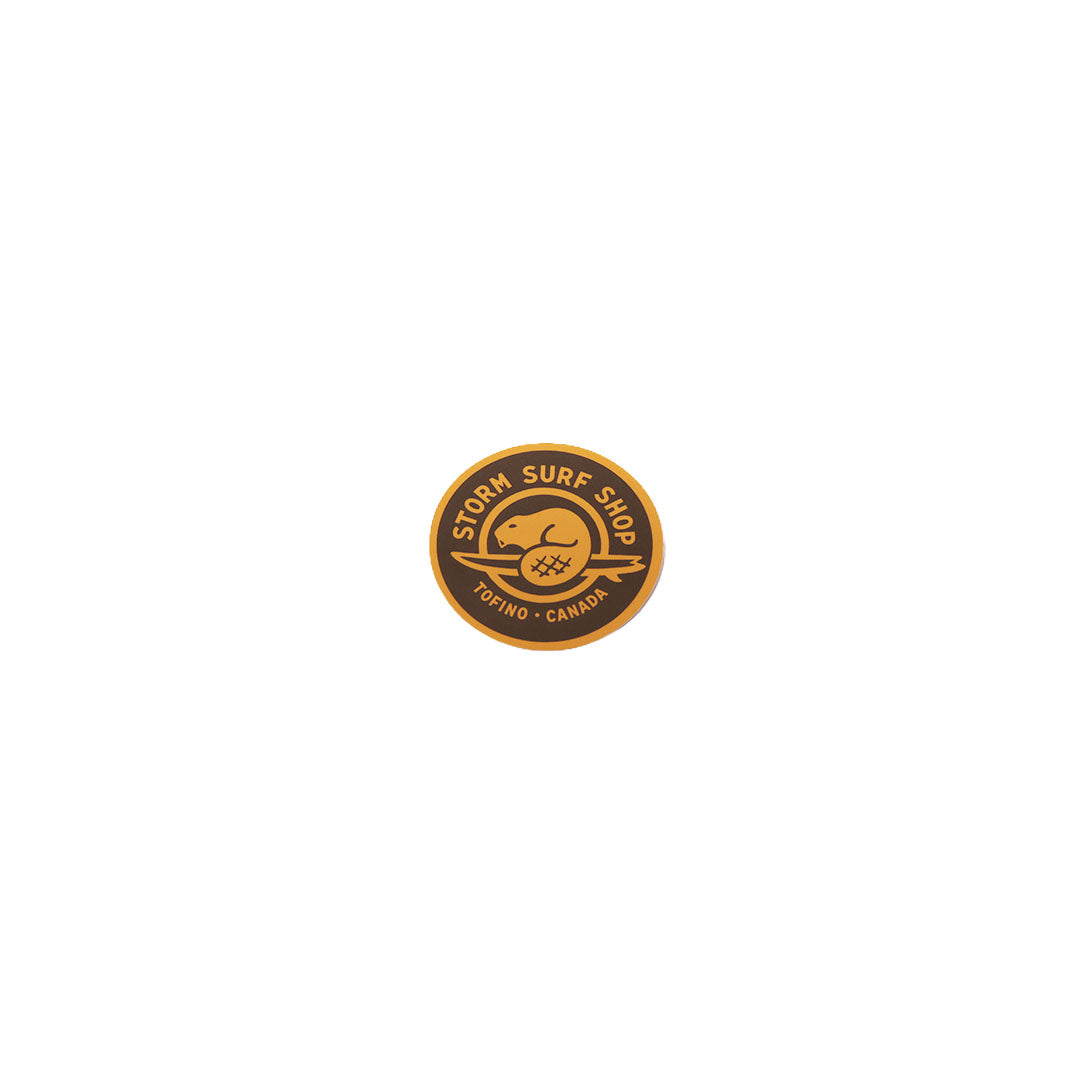 Storm Beaver Sticker Round - Brown