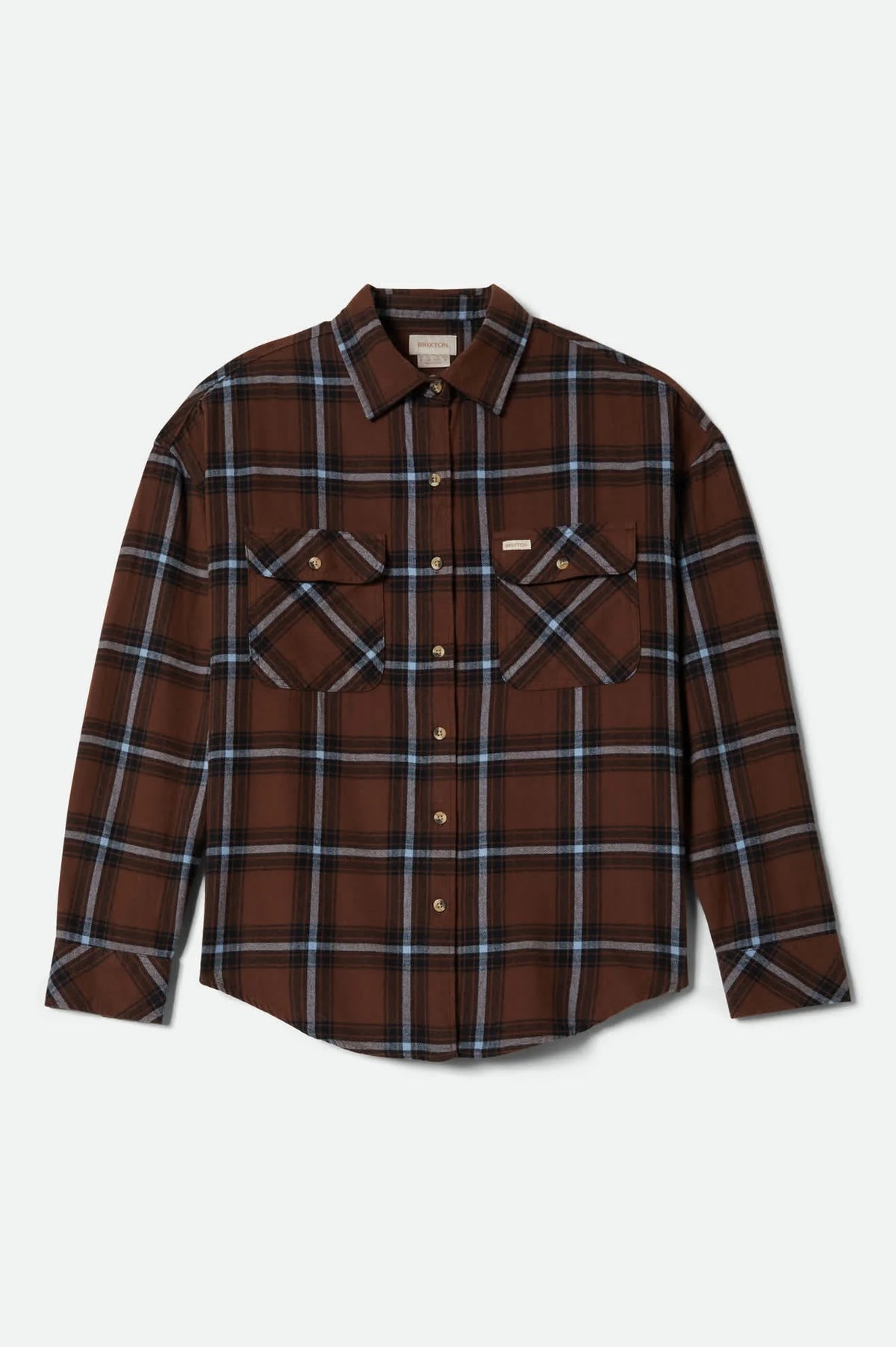 Brixton Womens Bowery Vintage Overshirt- Brown/ Black/ Blue