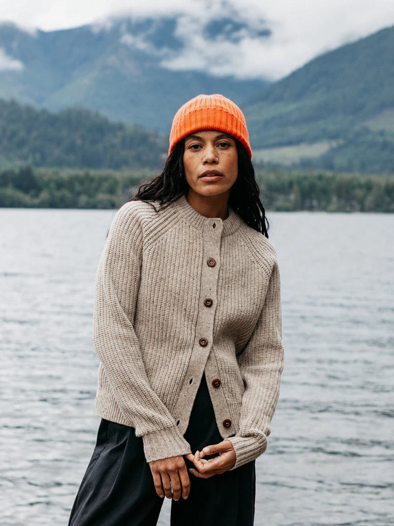Finisterre Mora Crew Neck Cardigan-Oatmeal