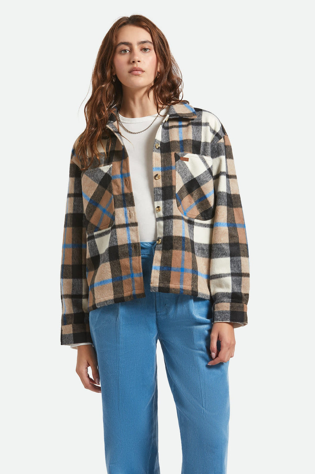 Brixton Bowery Soft Brushed Flannel - Washed Black/sand