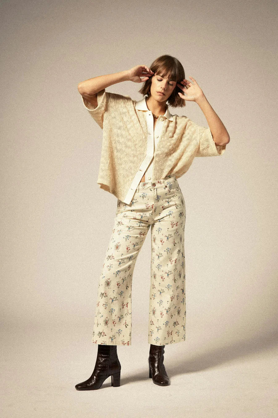 Brixton Camp Mesh Button Down S/S Polo Knit - White