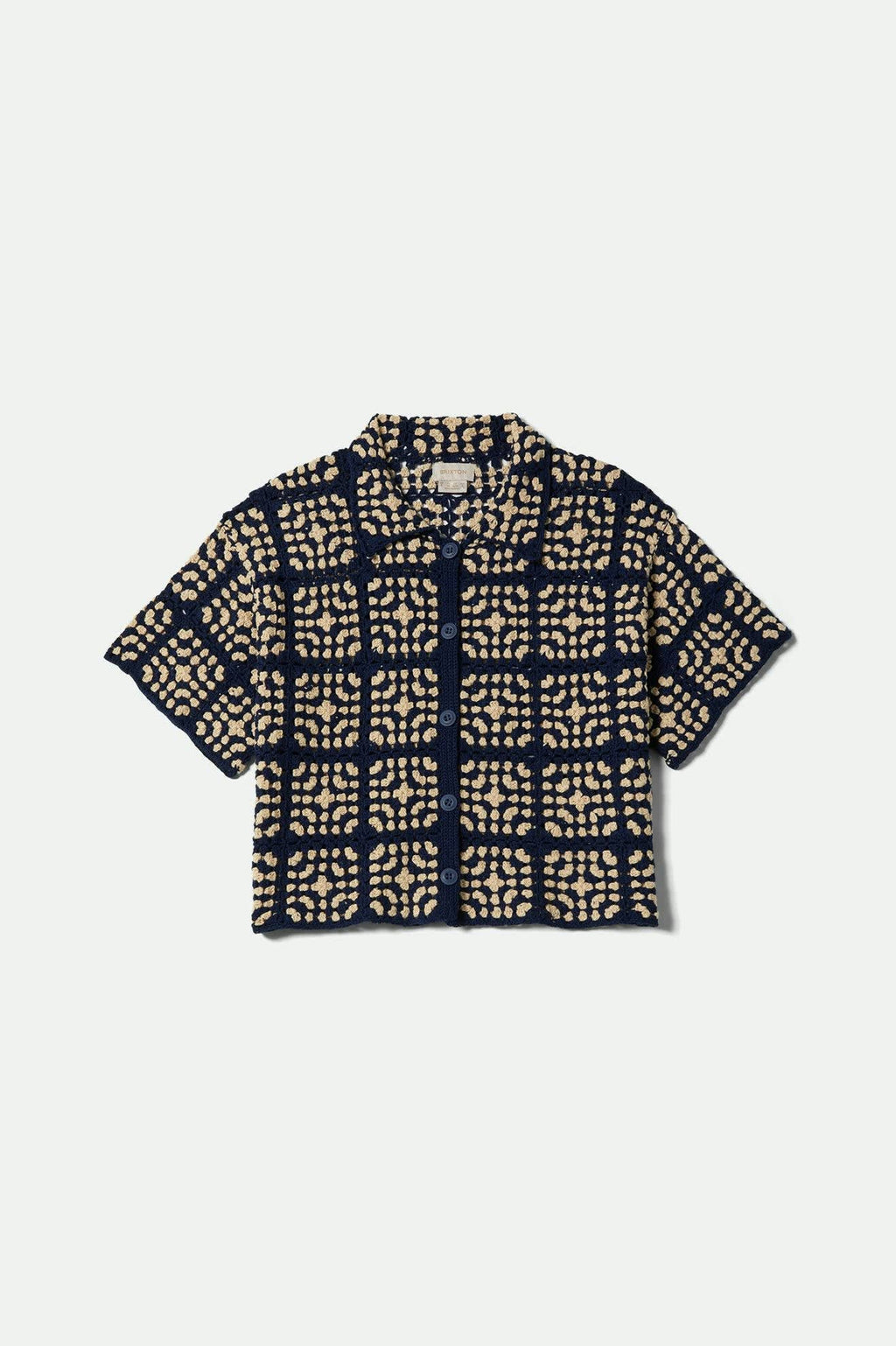 Brixton Crochet S/S Button Down - Mood Indigo/Off White