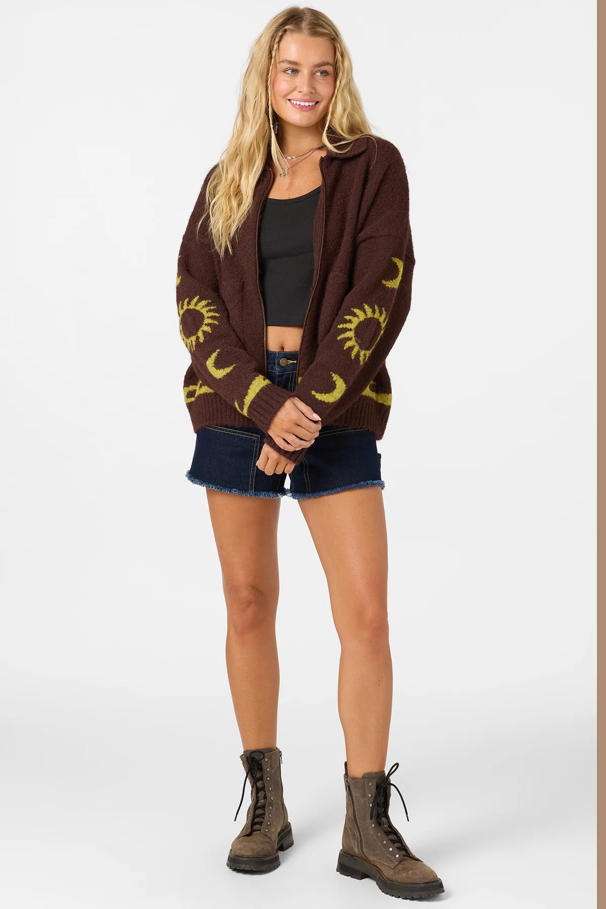 O'Neill Corrine Zip Up Sweater - Chocolate