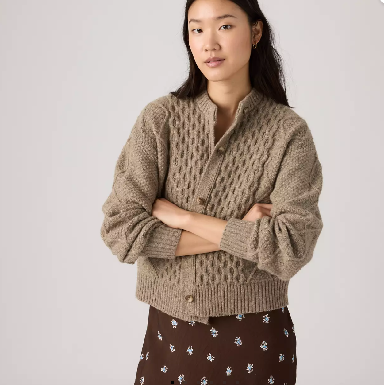 Levis Charlotte Crewneck Cardigan - Mushroom