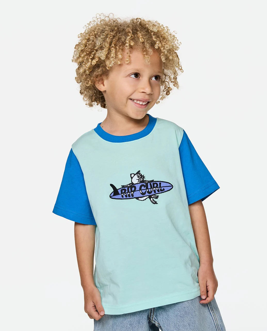 Rip Curl Boys Surf Check Wash Tee - Aqua