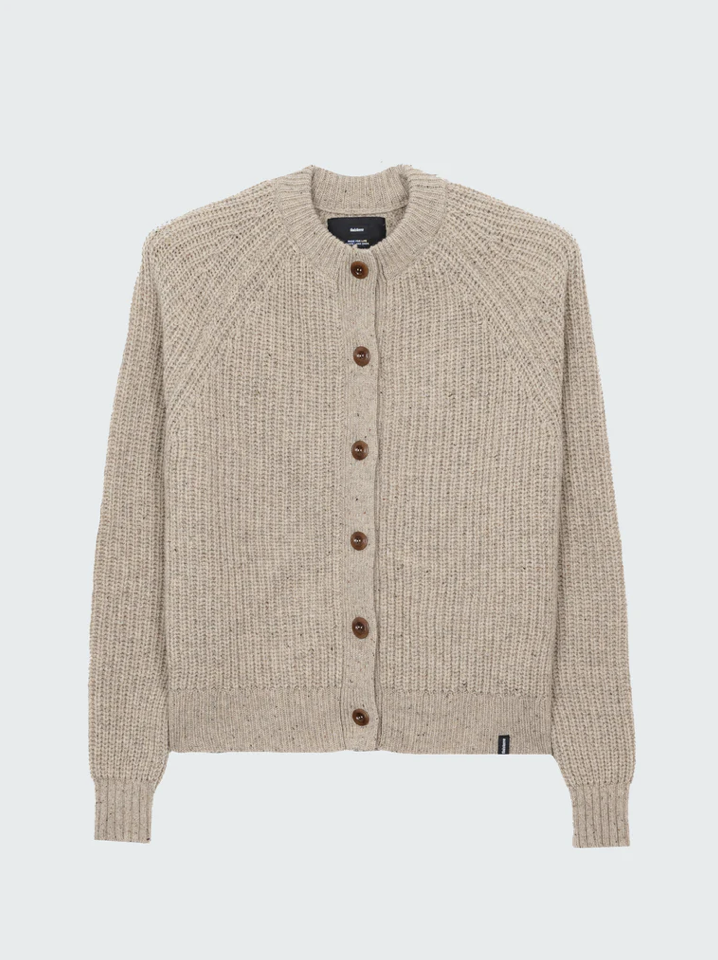 Finisterre Mora Crew Neck Cardigan-Oatmeal