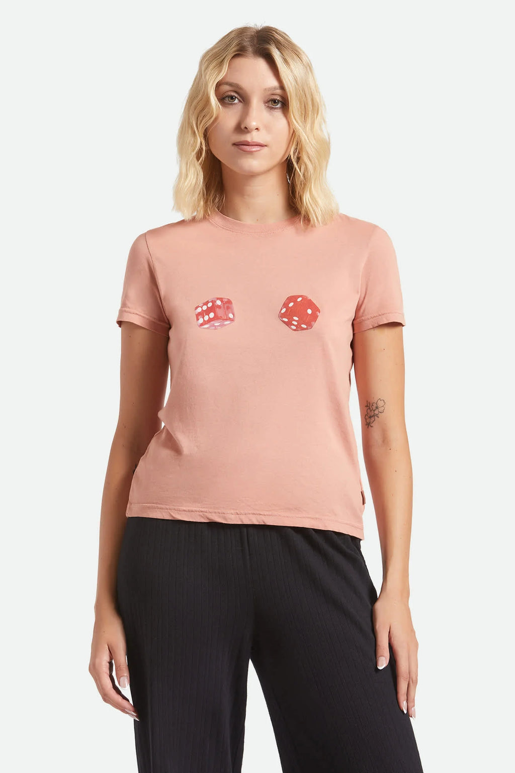 Brixton Tossed Dice Crew Tee - Italian Clay