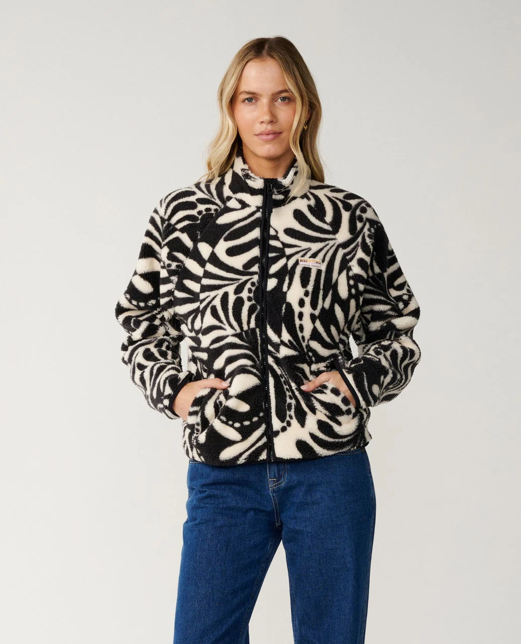 Rip Curl Party Pack Zip Polar Fleece - Black/White