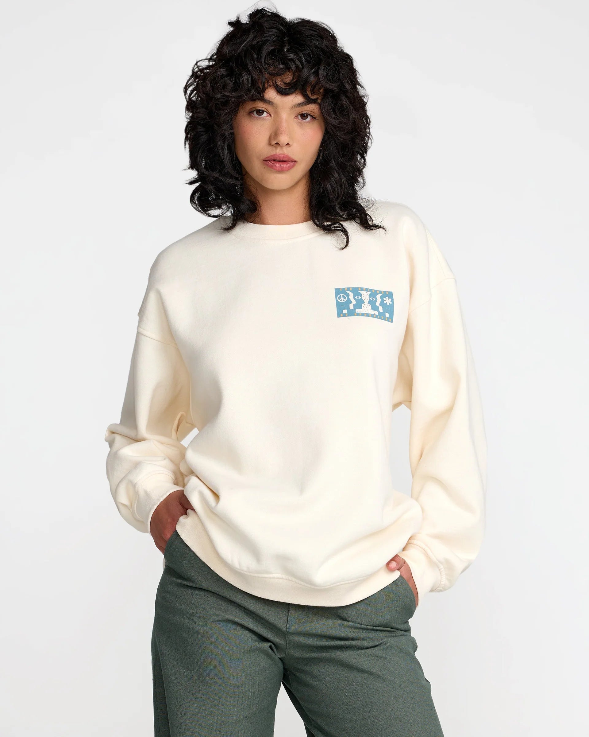 RVCA Baggie BF Crew - Antique White