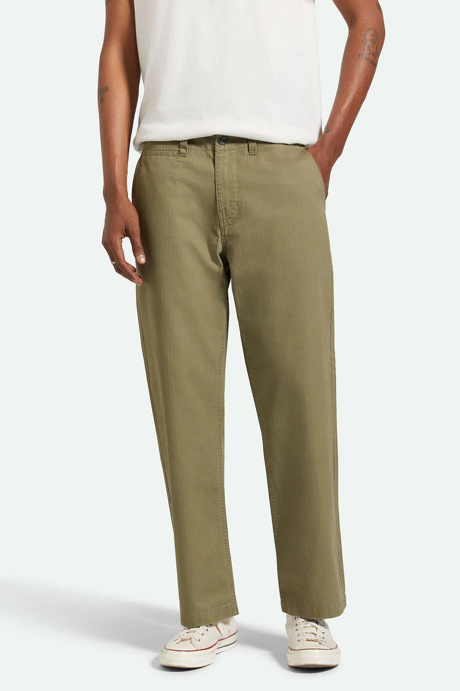 Brixton Surplus Herringbone Trouser Pant - Olive