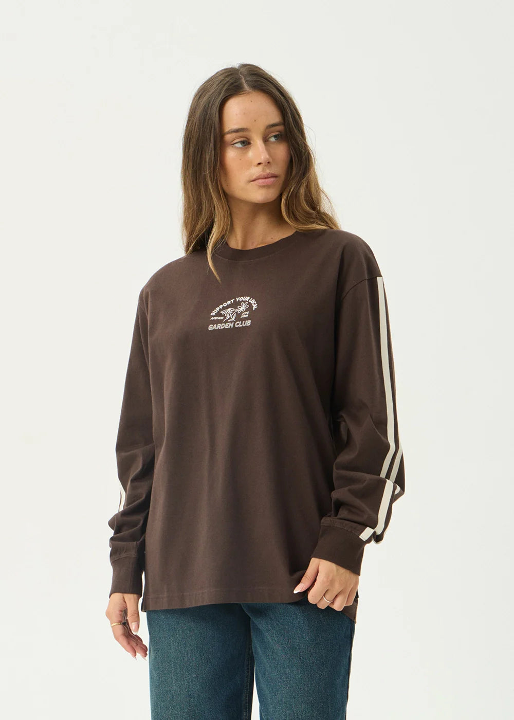 Afends Community Garden Recycled Long Sleeve Tee - Coffee