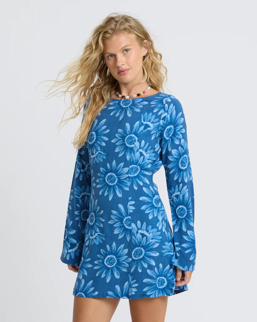 Billabong Way Out West LS Mini Dress - True Navy