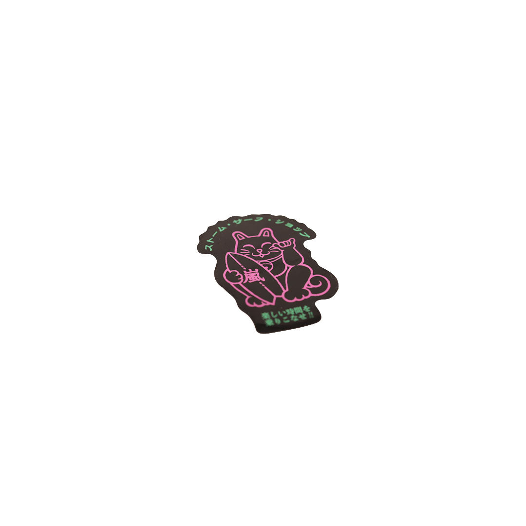 Storm Maneki-Neko Sticker - Black/Neon