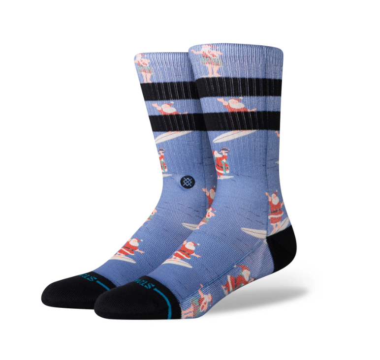 Stance Surfing Santa Crew Sock - Blue