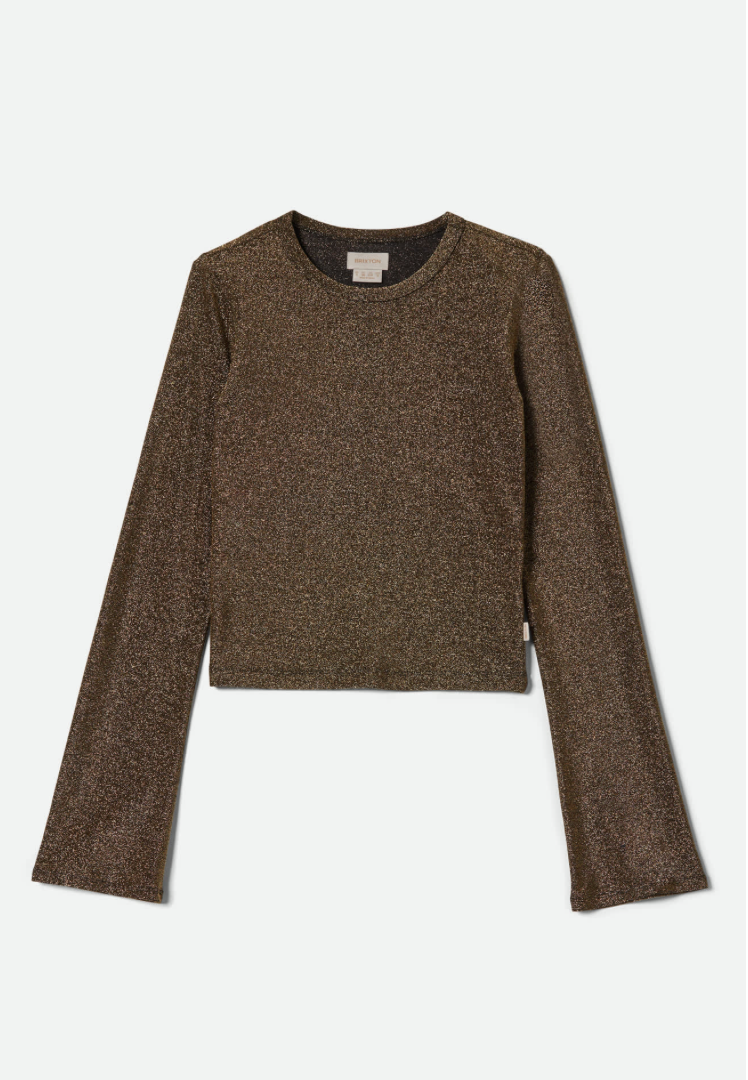 Brixton Dolly Slim LS Knit Tee-Gold Metalic