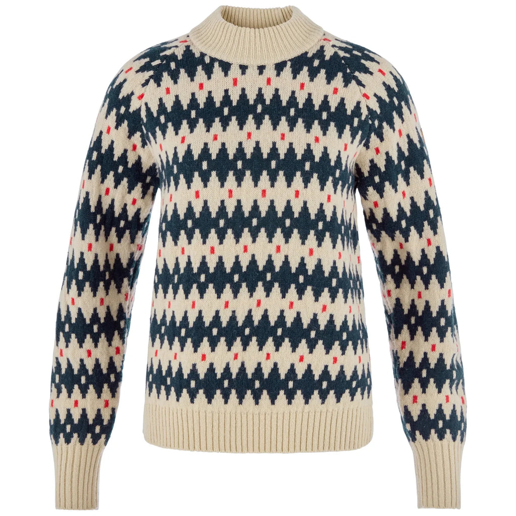 Fjallraven Ovik Solid Jacquard Knit Sweater -  Dark Navy \ Light Beige