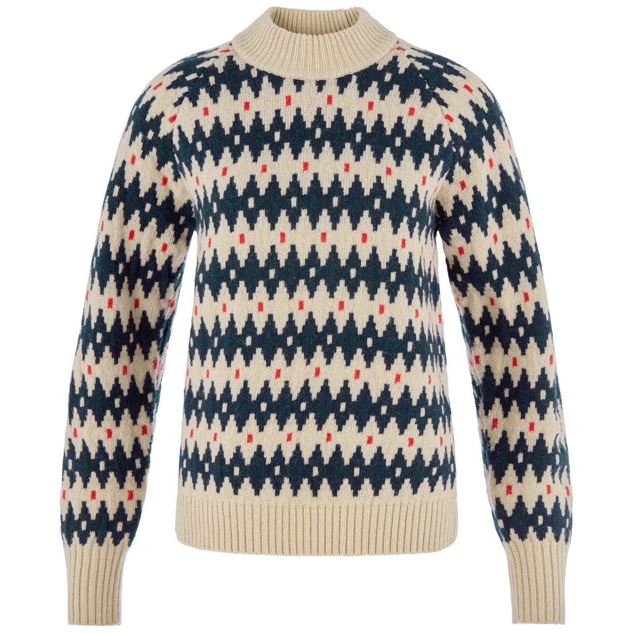 Fjallraven Ovik Solid Jacquard Knit Sweater -  Dark Navy \ Light Beige