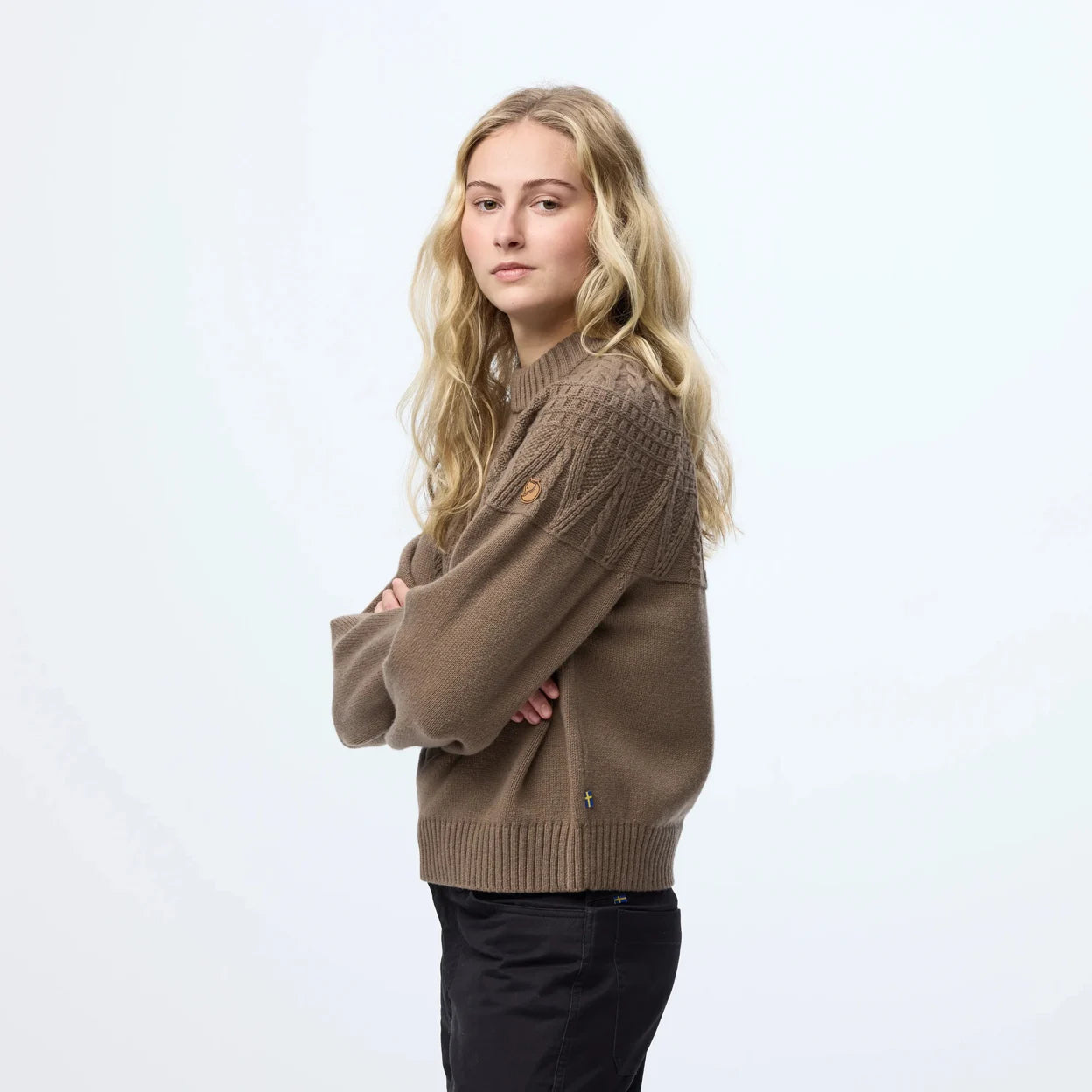 Fjallraven Ovik Solid Jacquard Knit Sweater - Suede Brown