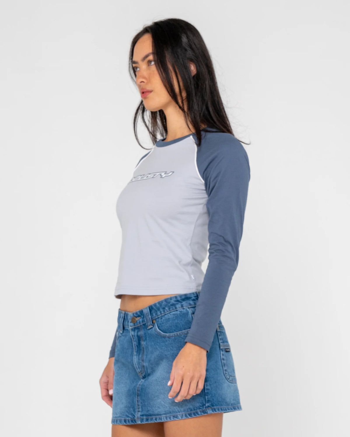Rusty Timmy Target LS Fitted Tee - Retro Blue