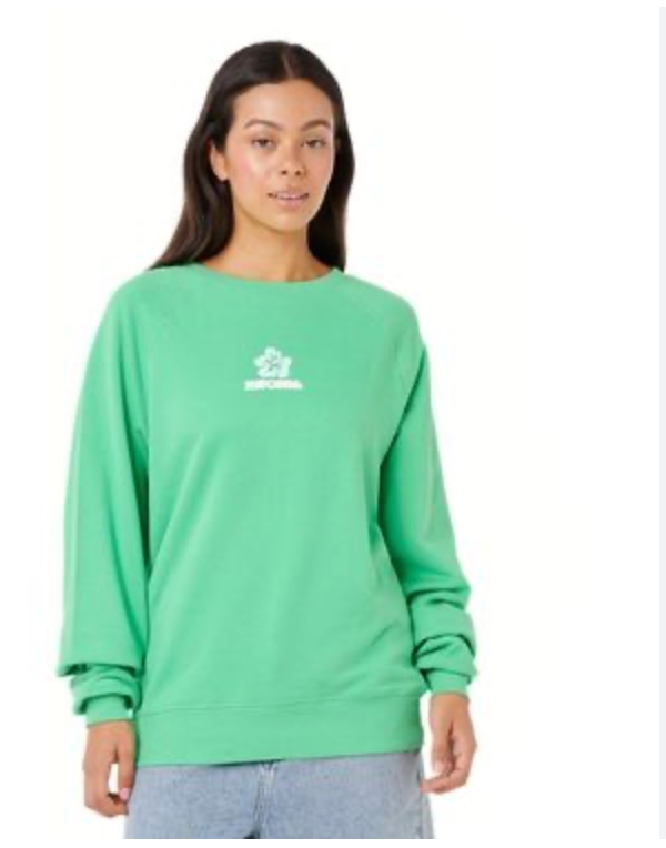 Ripcurl Luxe Surf Raglan Relaxed Crew-Irish Green