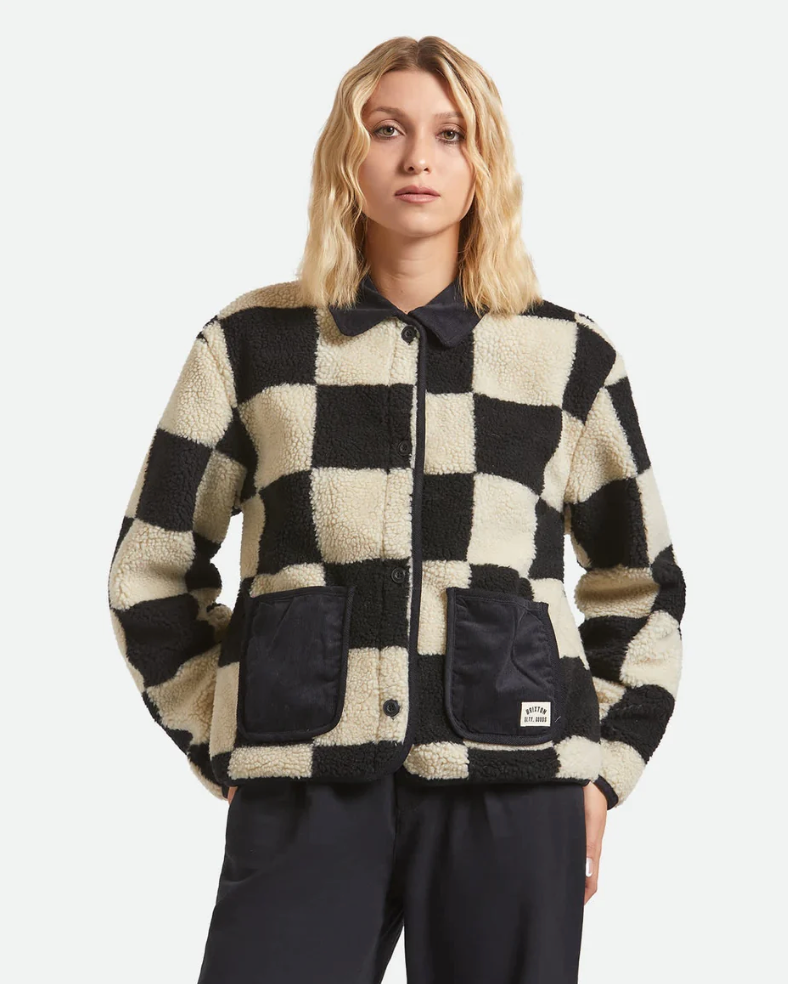 Brixton Delilah Sherpa Jacket-Black/Natural