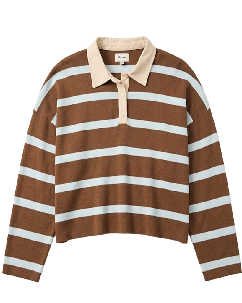 Rhythm Rugby Polo Knit Sweater - Brown