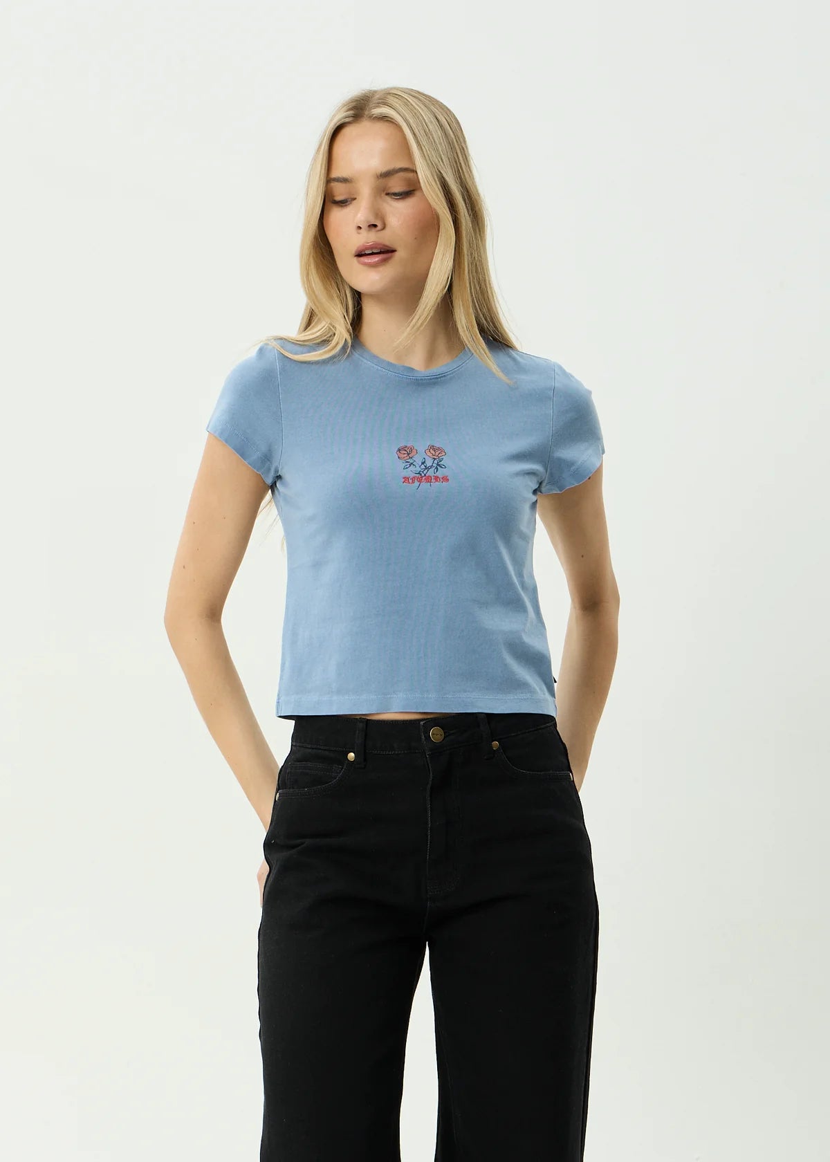 Afends Romantics Recycled Baby Tee - Slate Blue