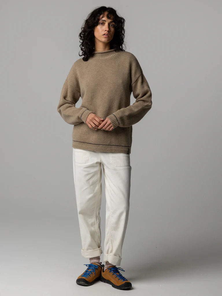 Finisterre Taran Tipped Jumper - Warm Oatmeal/ Navy