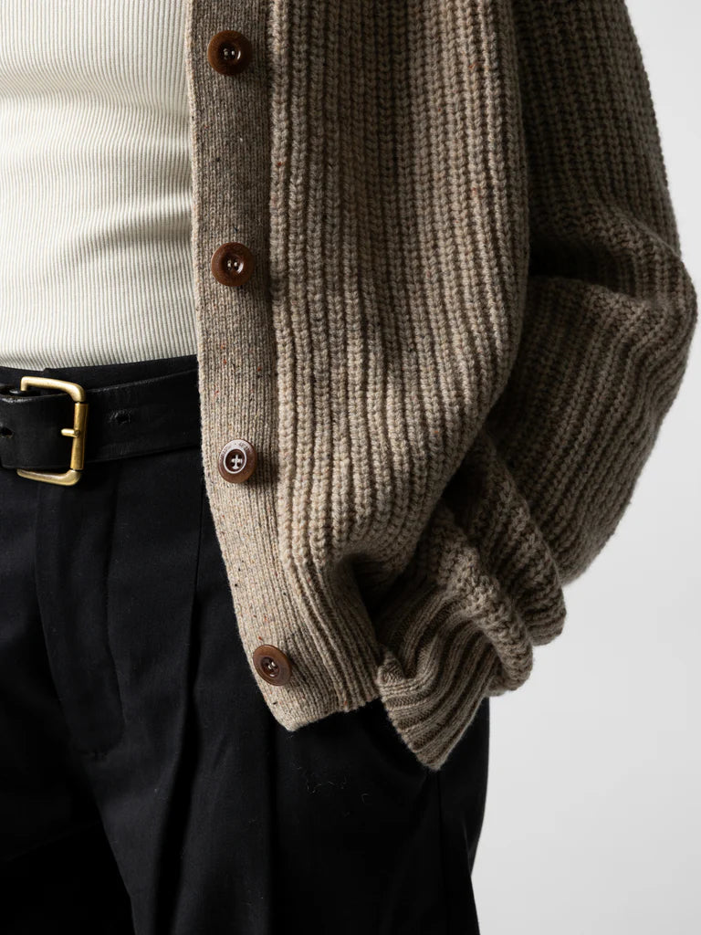 Finisterre Mora Crew Neck Cardigan-Oatmeal
