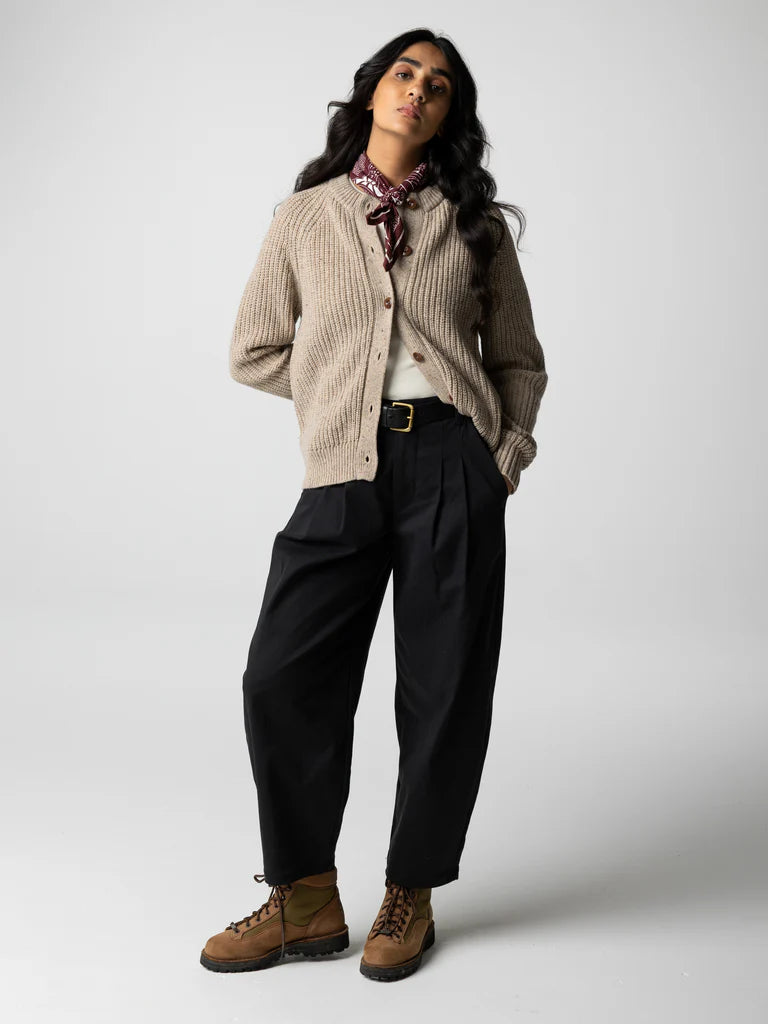 Finisterre Mora Crew Neck Cardigan-Oatmeal