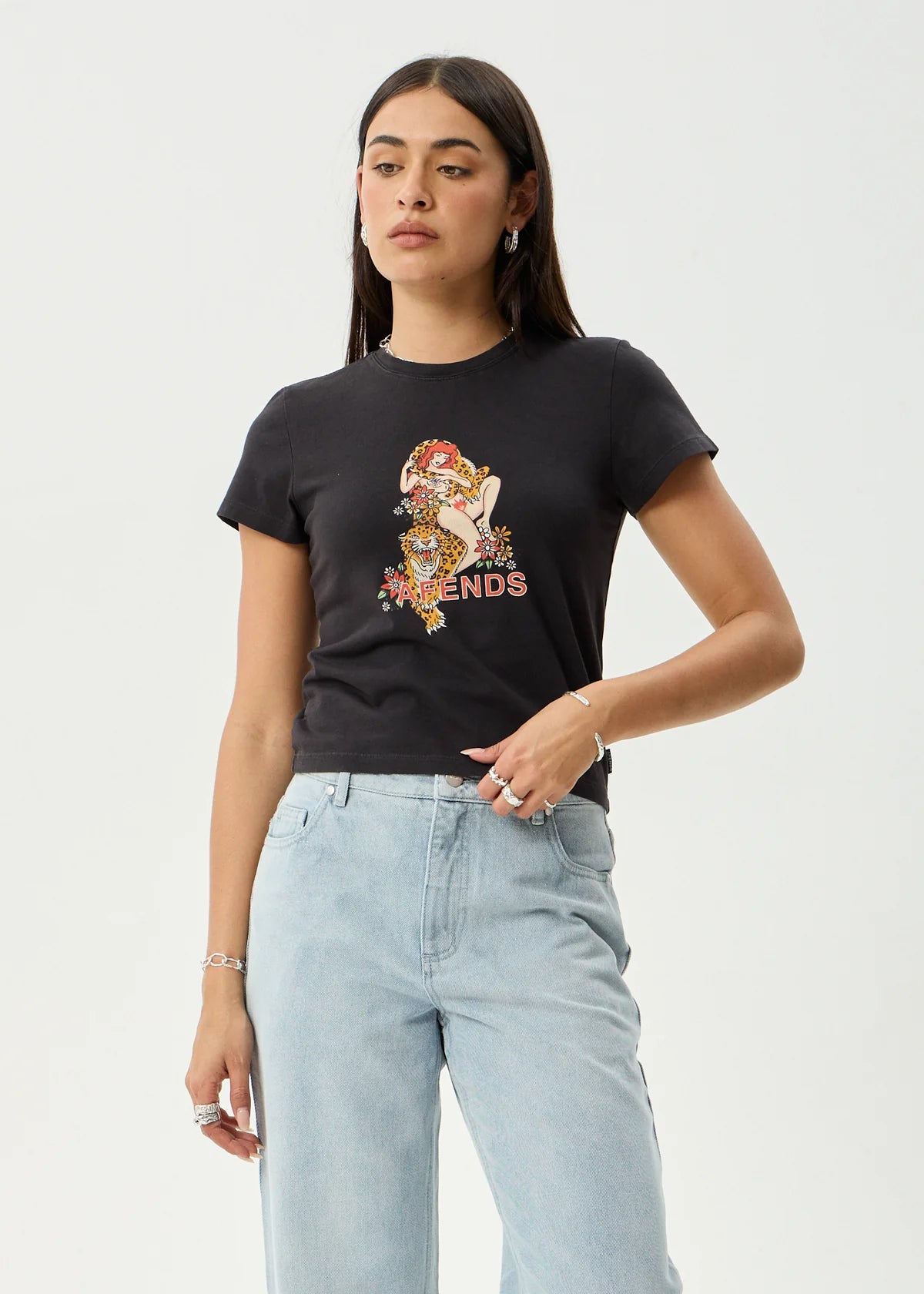 Afends Hellcat Recycled Baby Tee - Stone Black