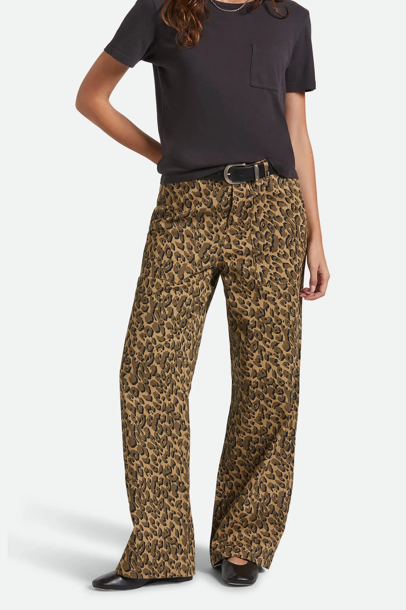 Brixton Jane Utility Leg Pant-Brown Cheetah