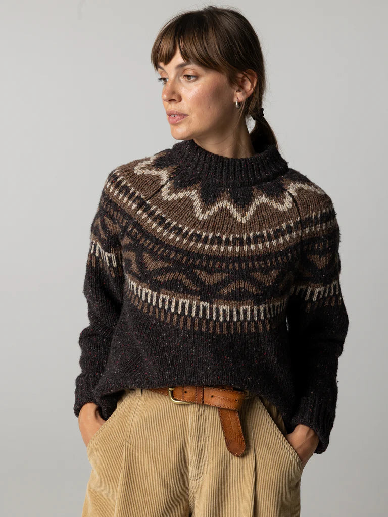 Finisterre Porth Fair Isle Yoke Jumper-Caramel