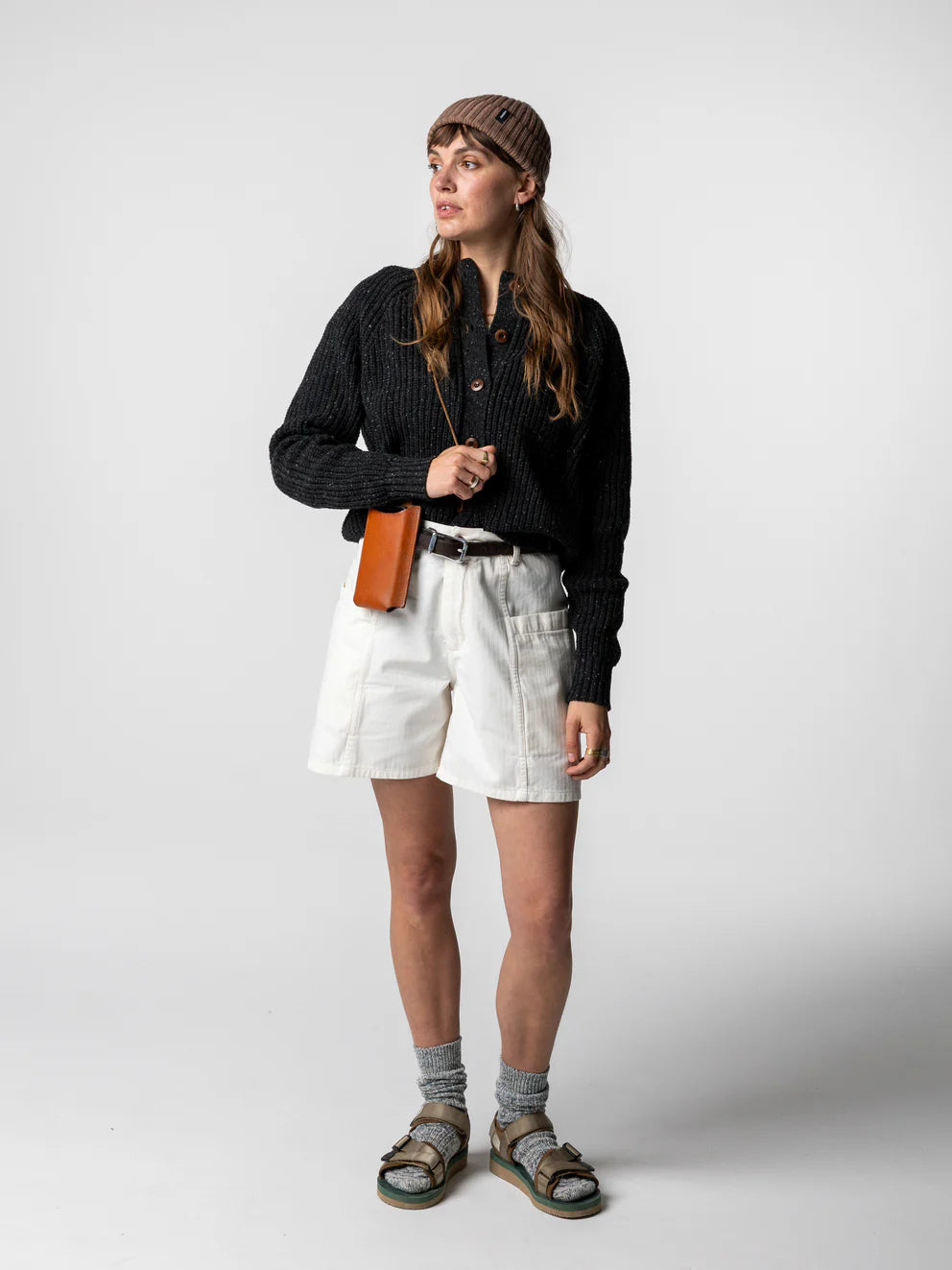 Finisterre Mora Crewneck Cardigan - Raven