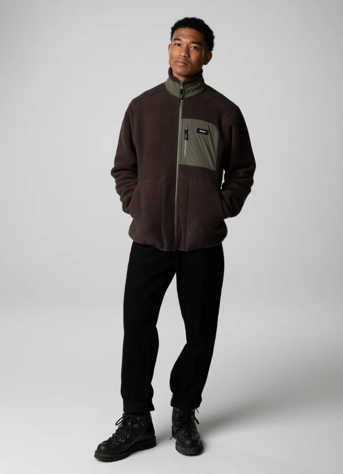 Finisterre Bolster Full Zip Fleece-Burnt Umber/Olive