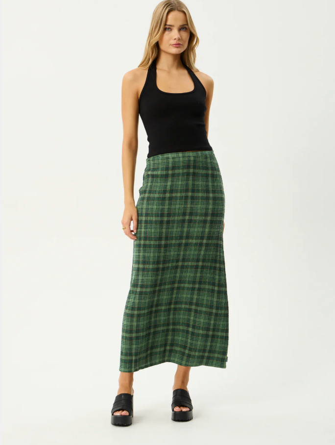 Afends Lonnie Seersucker Maxi Skirt - Hunter Green