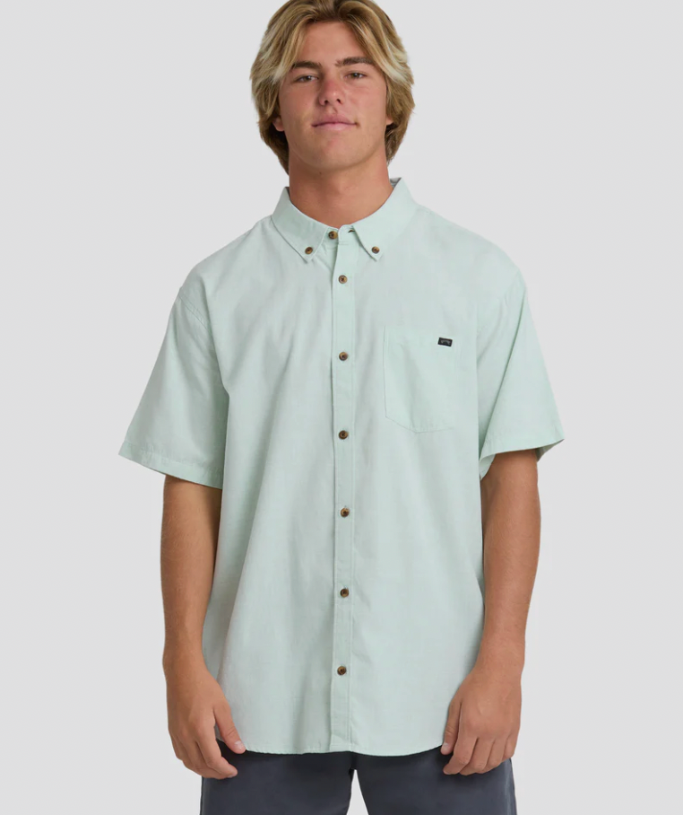 Billabong Mens All Day S/S Button Up - Granite Green