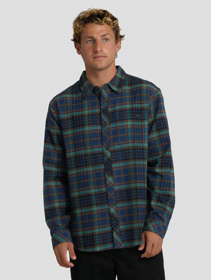 Billabong Mens Coastline Flannel - Dark Denim